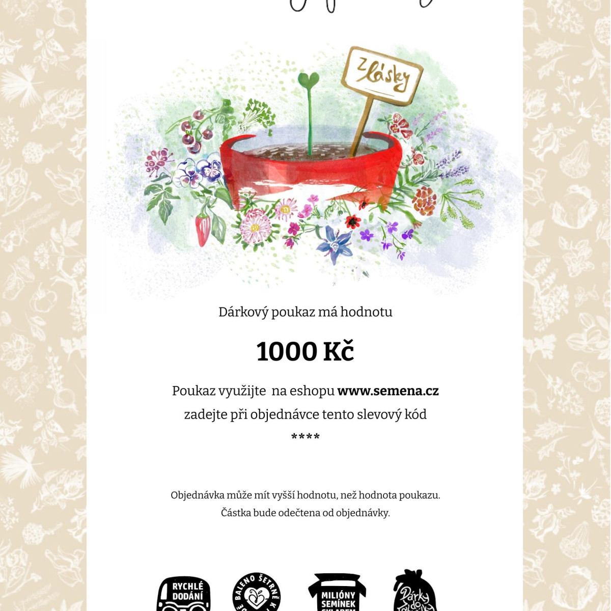 Bon za ljubezen v vrednosti 1000,- Kč