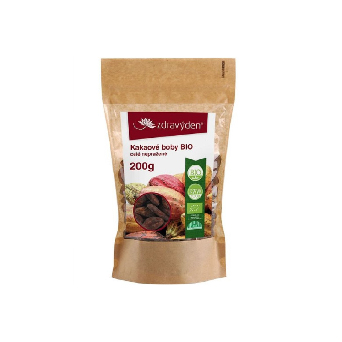 Kakaové boby BIO - celé plody nepražené - 200 g