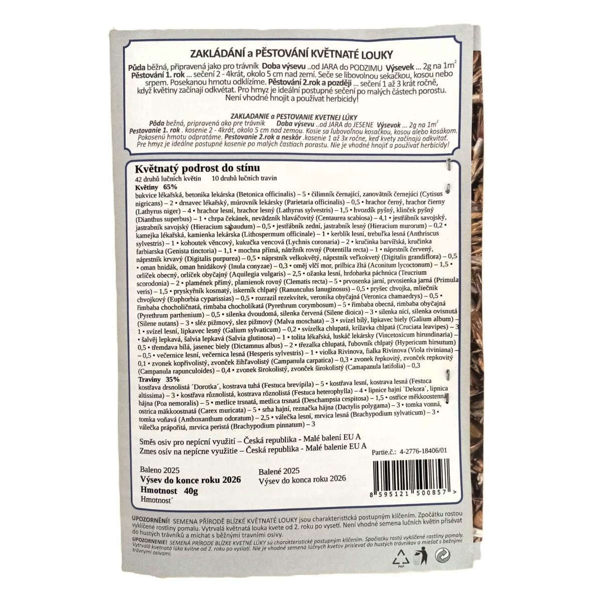 Květnatý podrost do stínu - semena Planta Naturalis - směs - 40 g
