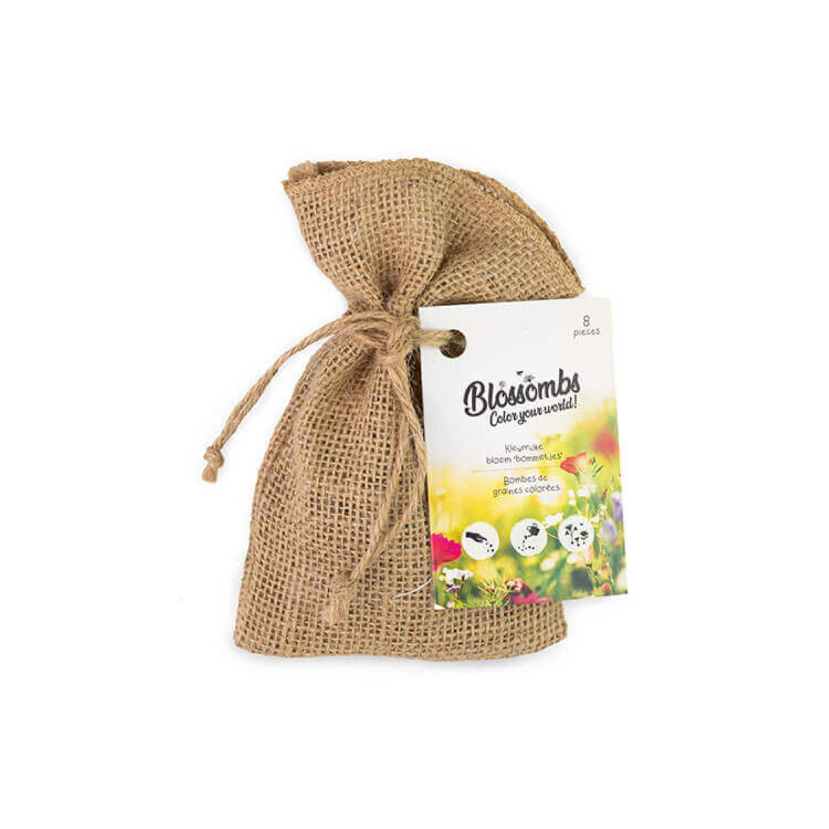 Jutový sáček s květinovými bombami - Blossombs - 8 kuliček - 1 balení